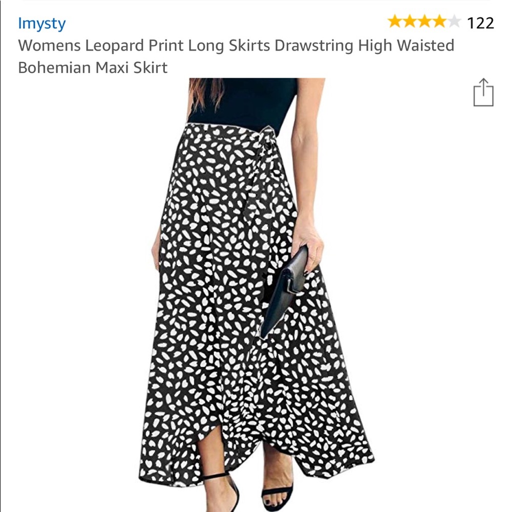 Never worn, black and white wrap skirt